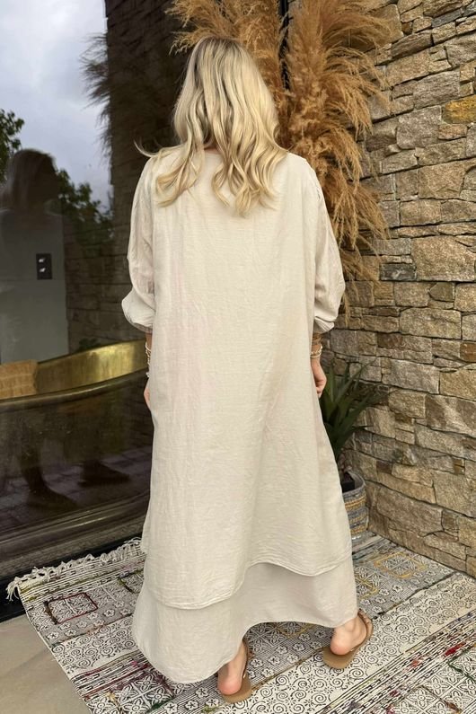 Made in Italy Purdy Pure Cotton Smock Dress Stone